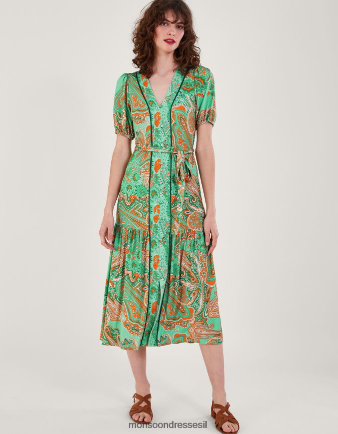 הַלבָּשָׁה Monsoon שמלה בהדפס צעיף skye ירוק נשים HTJ0TZ178