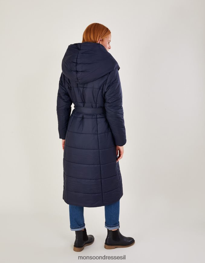 הַלבָּשָׁה Monsoon מעיל מידי מרופד בחגורת sorena בפוליאסטר ממוחזר כחול (צי) נשים HTJ0TZ628