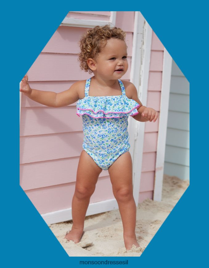 הַלבָּשָׁה Monsoon sunuva בייבי וינטג' בגד ים פרחוני כְּחוֹל יְלָדִים HTJ0TZ2170