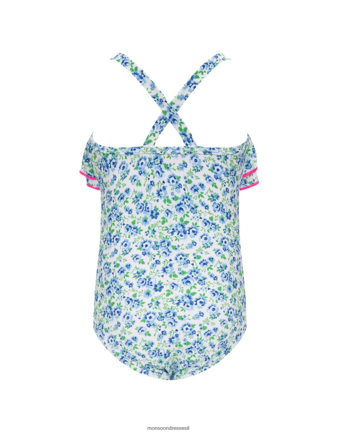 הַלבָּשָׁה Monsoon sunuva בייבי וינטג' בגד ים פרחוני כְּחוֹל יְלָדִים HTJ0TZ2170