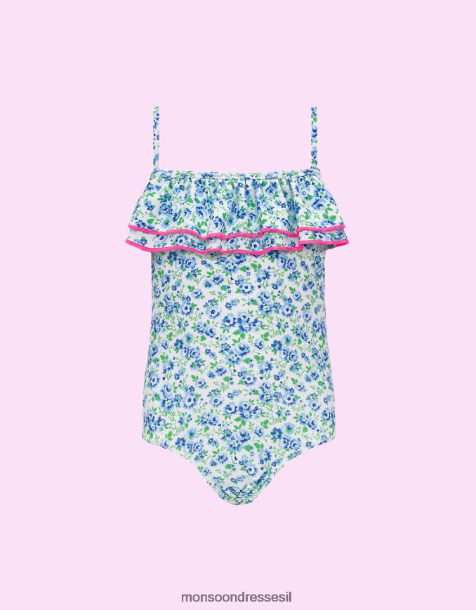 הַלבָּשָׁה Monsoon sunuva בייבי וינטג' בגד ים פרחוני כְּחוֹל יְלָדִים HTJ0TZ2170