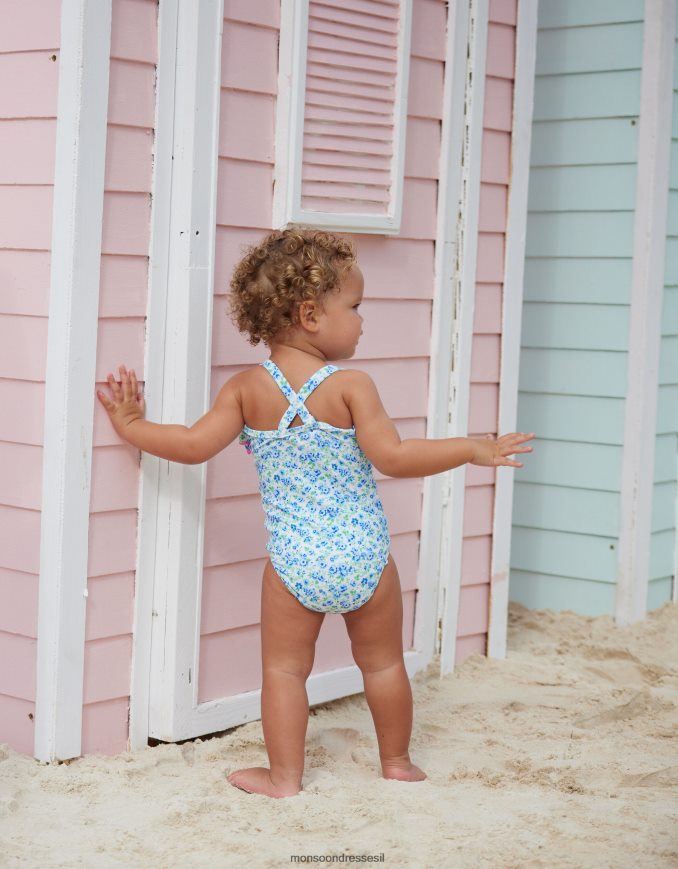 הַלבָּשָׁה Monsoon sunuva בייבי וינטג' בגד ים פרחוני כְּחוֹל יְלָדִים HTJ0TZ2170