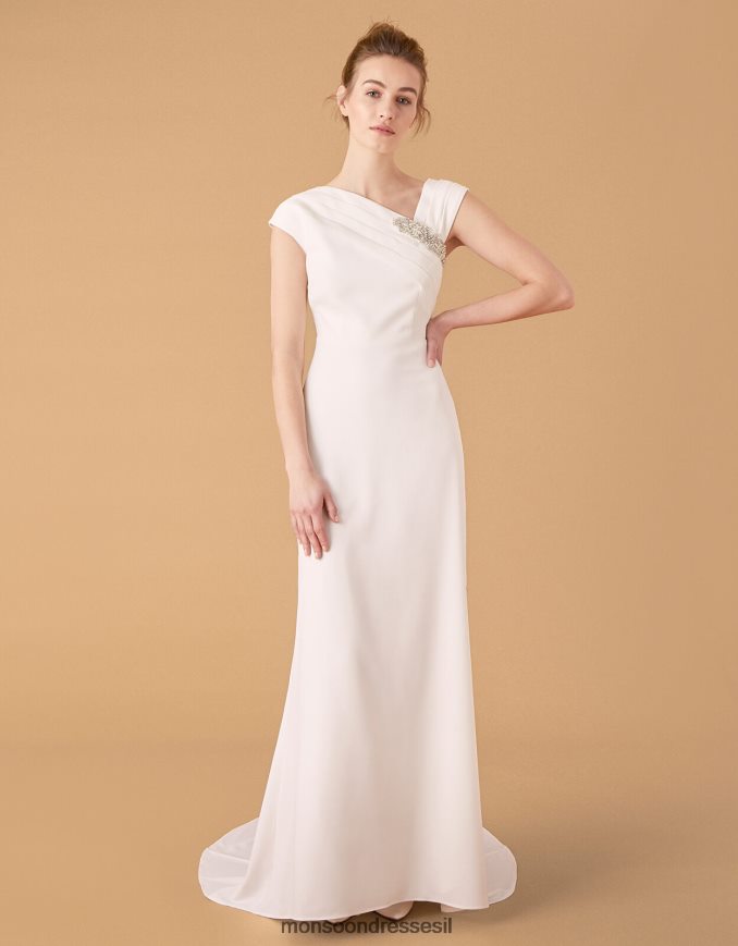 הַלבָּשָׁה Monsoon שמלת כלה סיכה מקושטת של tess שֶׁנהָב נשים HTJ0TZ1127