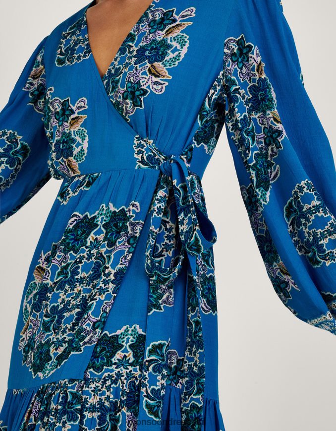 הַלבָּשָׁה Monsoon שמלת מעטפת בהדפס thea בוויסקוזה בר-קיימא כחול (קובלט) נשים HTJ0TZ1080