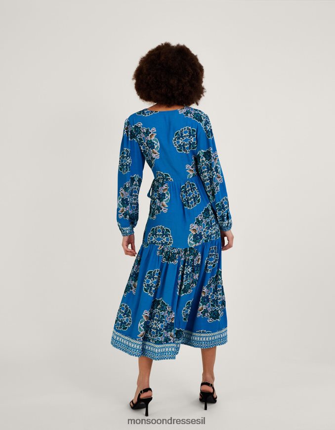 הַלבָּשָׁה Monsoon שמלת מעטפת בהדפס thea בוויסקוזה בר-קיימא כחול (קובלט) נשים HTJ0TZ1080