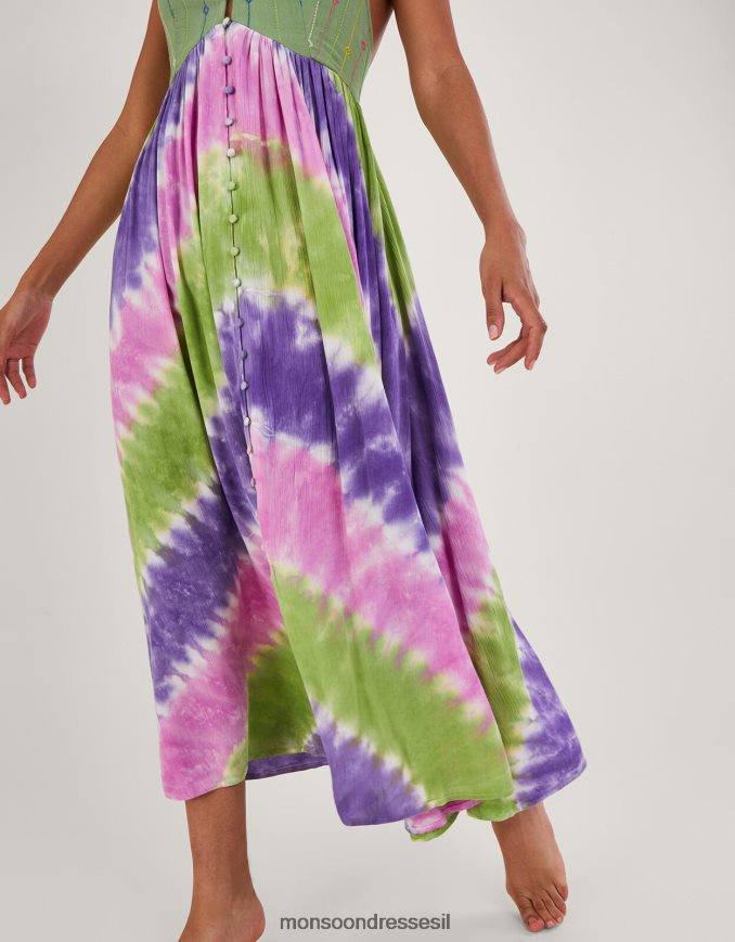 הַלבָּשָׁה Monsoon שמלה בהדפס הלטר שברון tie dye ב-lenzing ecovero וָרוֹד נשים HTJ0TZ311