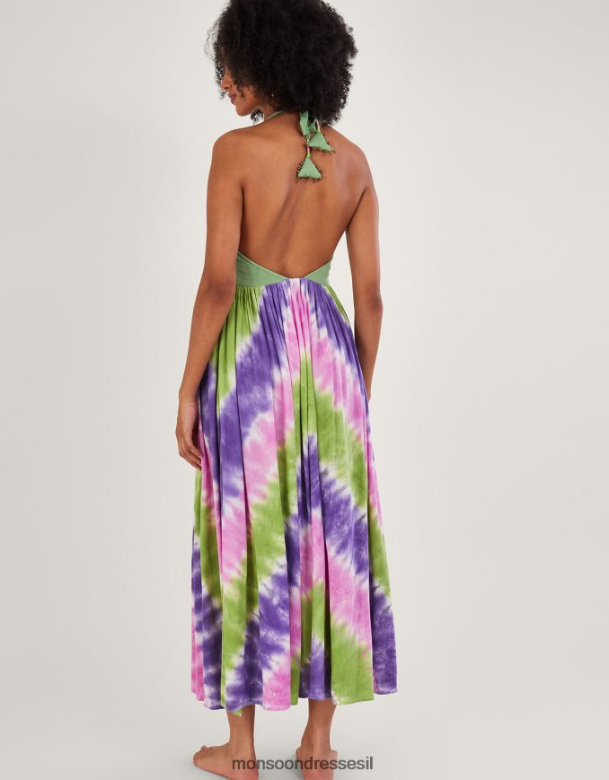 הַלבָּשָׁה Monsoon שמלה בהדפס הלטר שברון tie dye ב-lenzing ecovero וָרוֹד נשים HTJ0TZ311