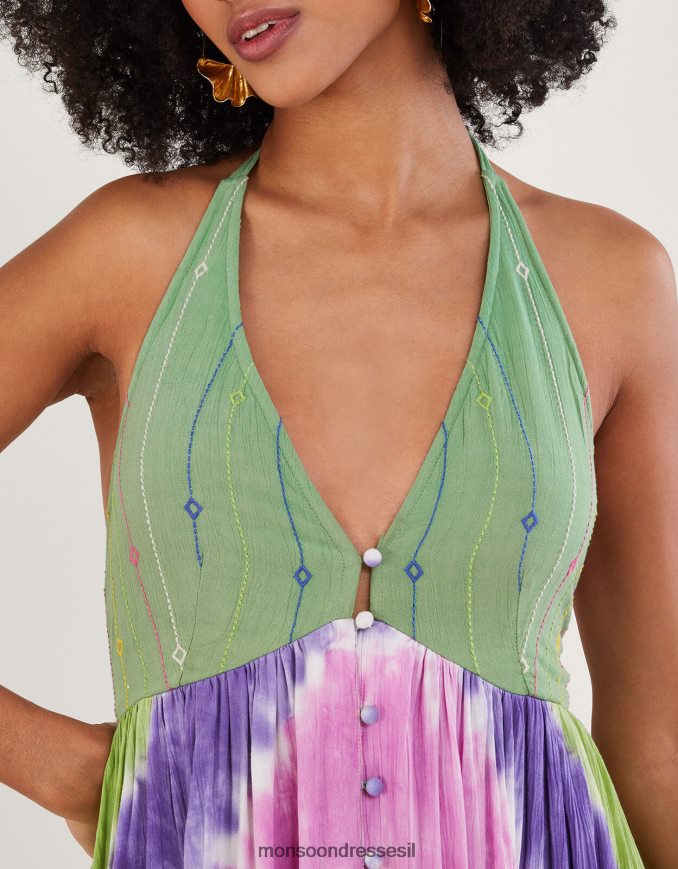 הַלבָּשָׁה Monsoon שמלה בהדפס הלטר שברון tie dye ב-lenzing ecovero וָרוֹד נשים HTJ0TZ311