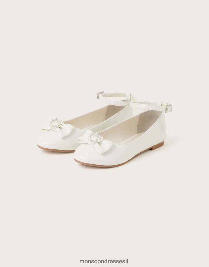 הַנעָלָה Monsoon tilla loveheart פטנט דירות בלרינה שֶׁנהָב ילדה HTJ0TZ2356