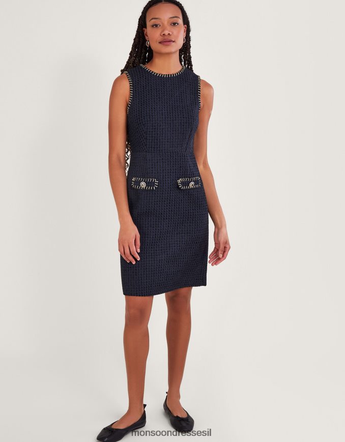 הַלבָּשָׁה Monsoon שמלת טוויד של tilly שָׁחוֹר נשים HTJ0TZ120