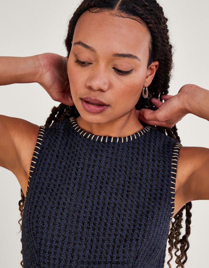 הַלבָּשָׁה Monsoon שמלת טוויד של tilly שָׁחוֹר נשים HTJ0TZ120