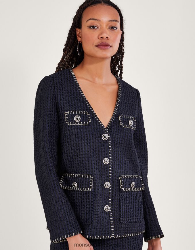 הַלבָּשָׁה Monsoon בלייזר טוויד של tilly שָׁחוֹר נשים HTJ0TZ130