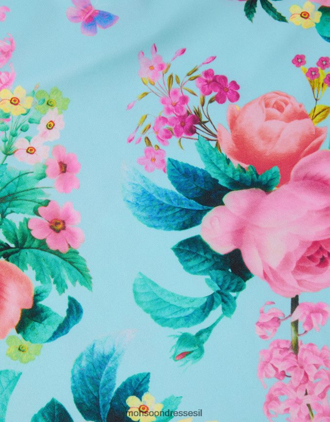 הַלבָּשָׁה Monsoon סט שחייה פרחוני בשני חלקים עם הגנה upf50+ כחול (טורקיז) ילדה HTJ0TZ2017