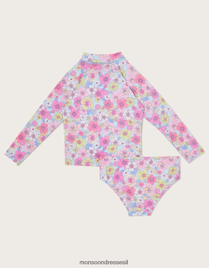 הַלבָּשָׁה Monsoon בגד ים שני חלקים רטרו פרחוני לתינוק עם הגנה upf50+ כְּחוֹל יְלָדִים HTJ0TZ2133