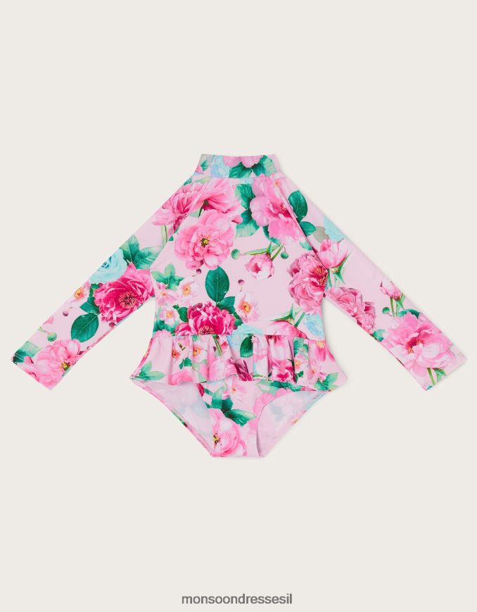 הַלבָּשָׁה Monsoon בגד ים עם חצאית פרחונית לתינוק עם הגנה upf50+ ורוד (ורוד חיוור) יְלָדִים HTJ0TZ2151