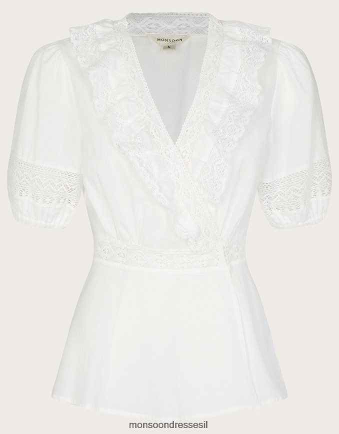 הַלבָּשָׁה Monsoon עליונית עטיפה של winifred מכותנה בת קיימא לבן נשים HTJ0TZ577